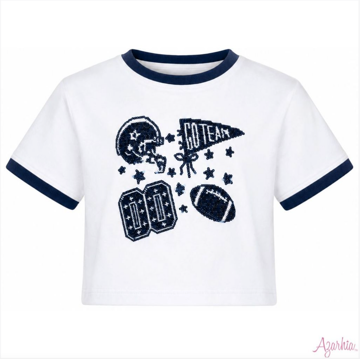 Azarhia Sequin Football Elements Tee - Navy