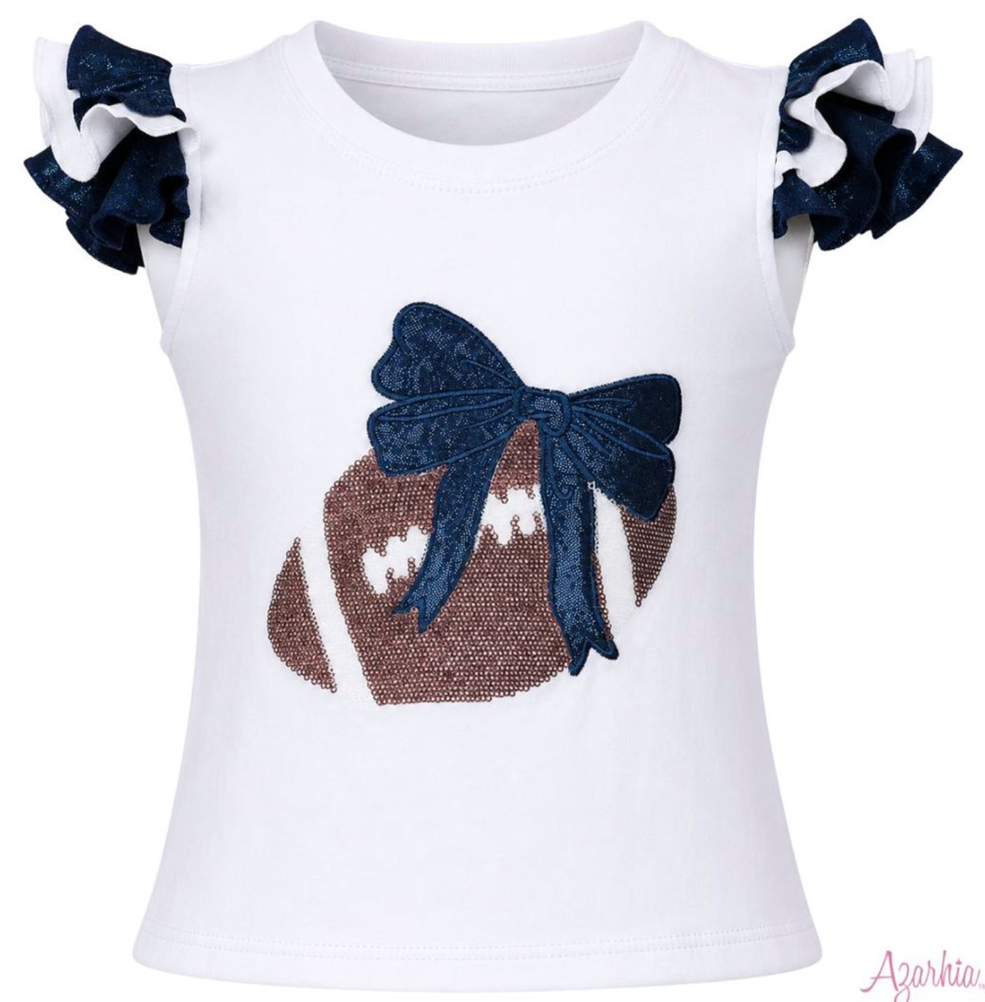 Azarhia Sequin Football Ruffle Sleeve - Navy