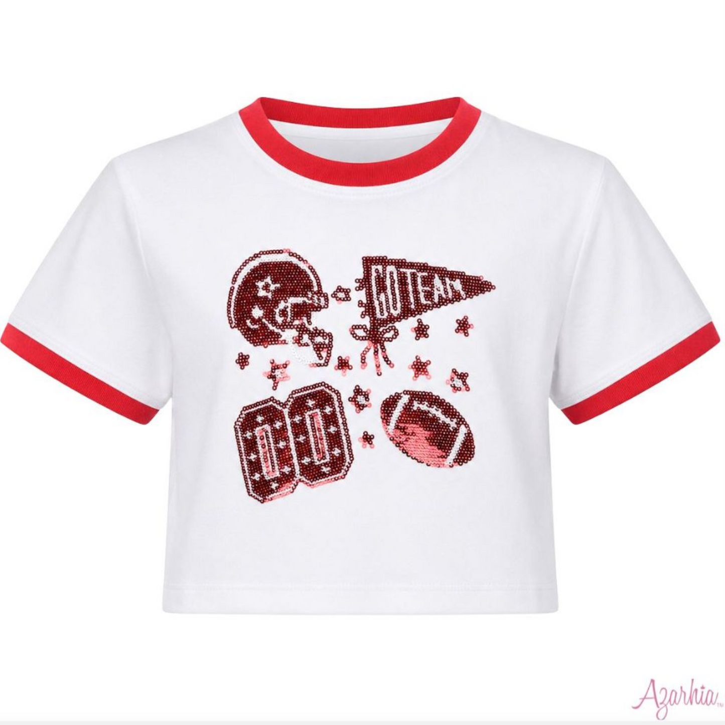 Azarhia Sequin Football Elements Tee - Red