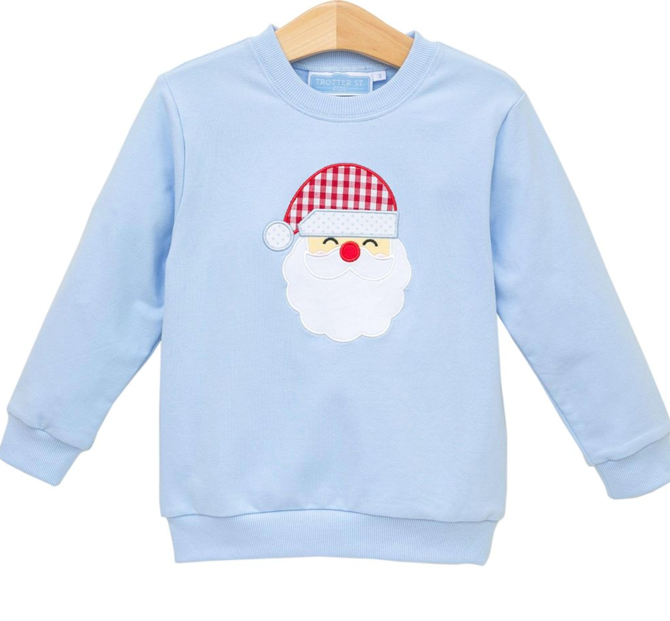 Trotter Street Kids French Terry Pullover- Santa Light Blue