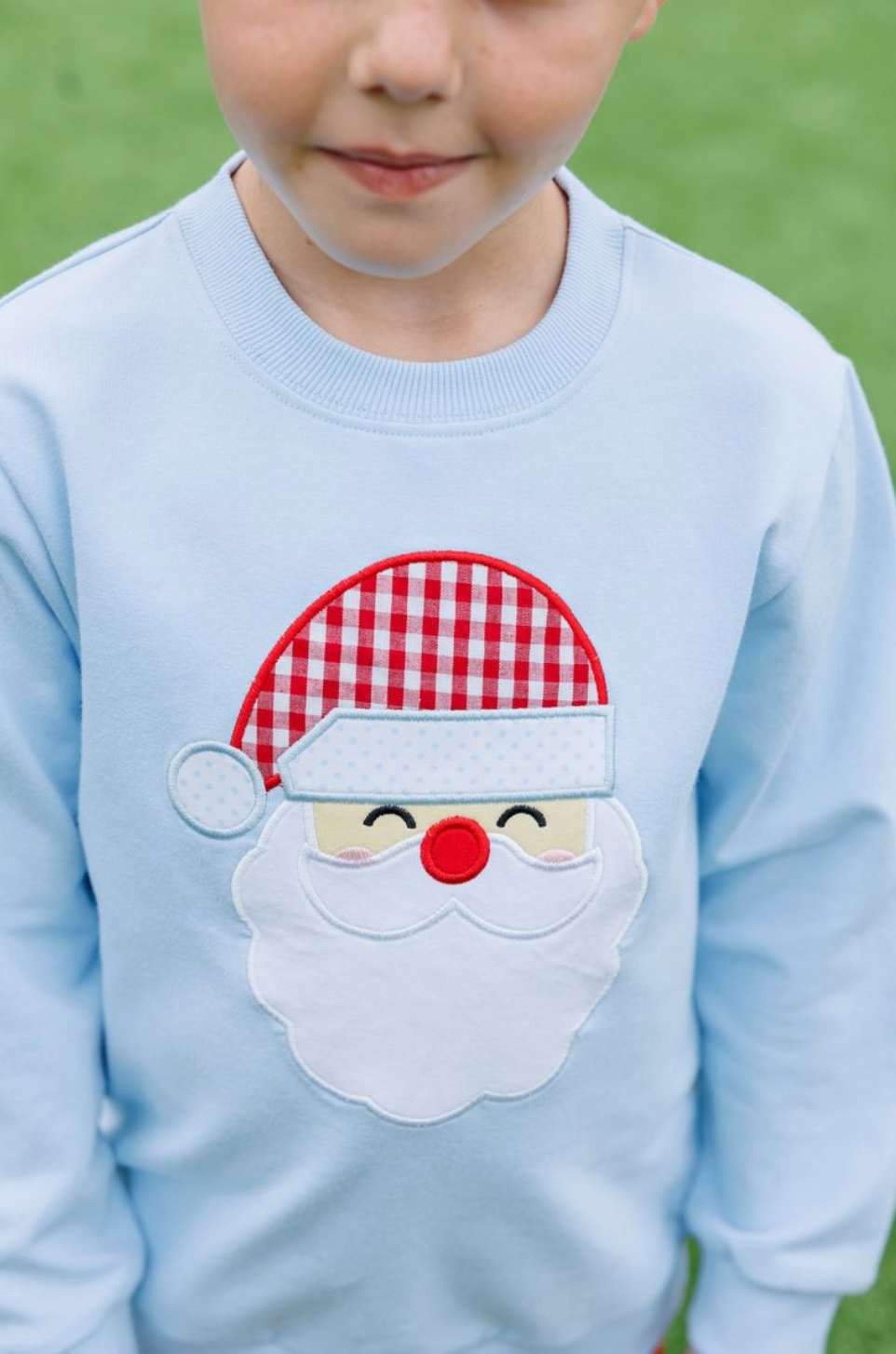Trotter Street Kids French Terry Pullover- Santa Light Blue