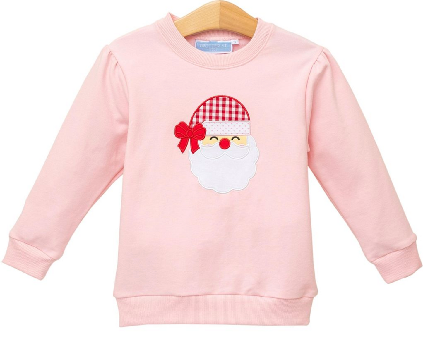 Trotter Street Kids French Terry Pullover- Santa Light Pink