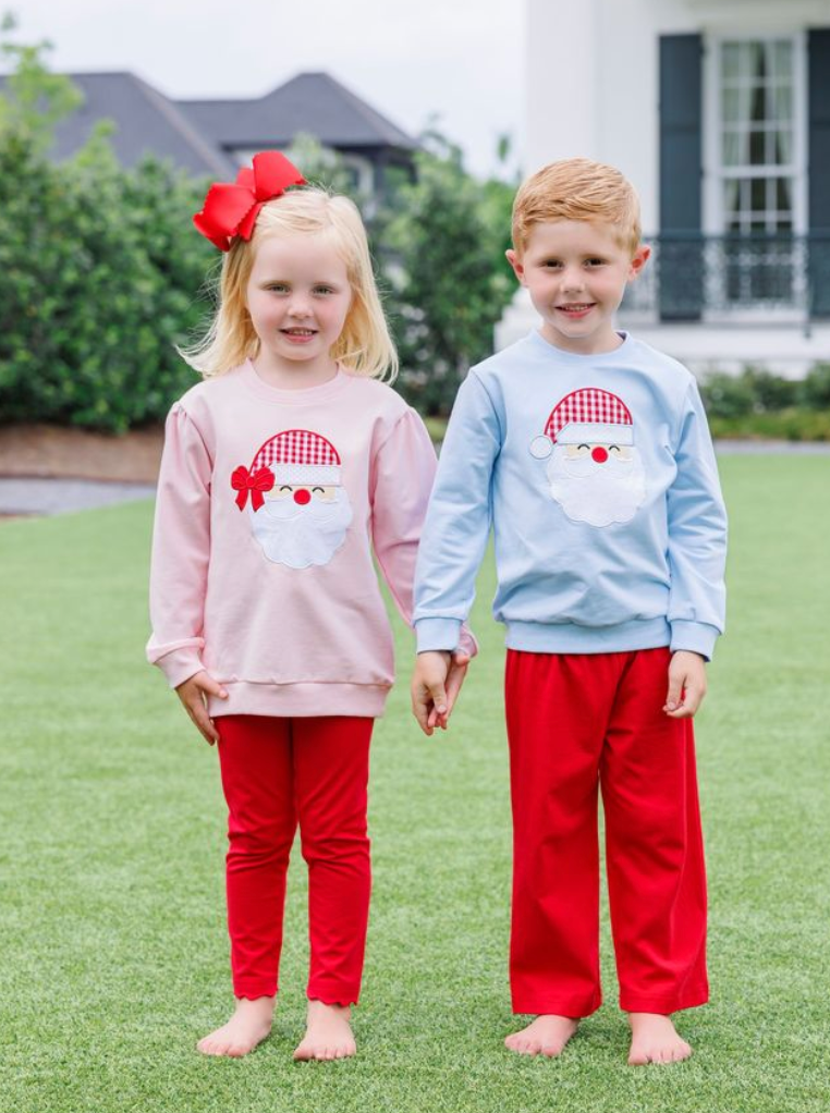 Trotter Street Kids French Terry Pullover- Santa Light Pink