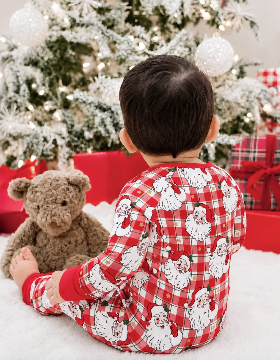 Caden Lane Christmas Bamboo Convertible Zipper Romper | Cozy Claus