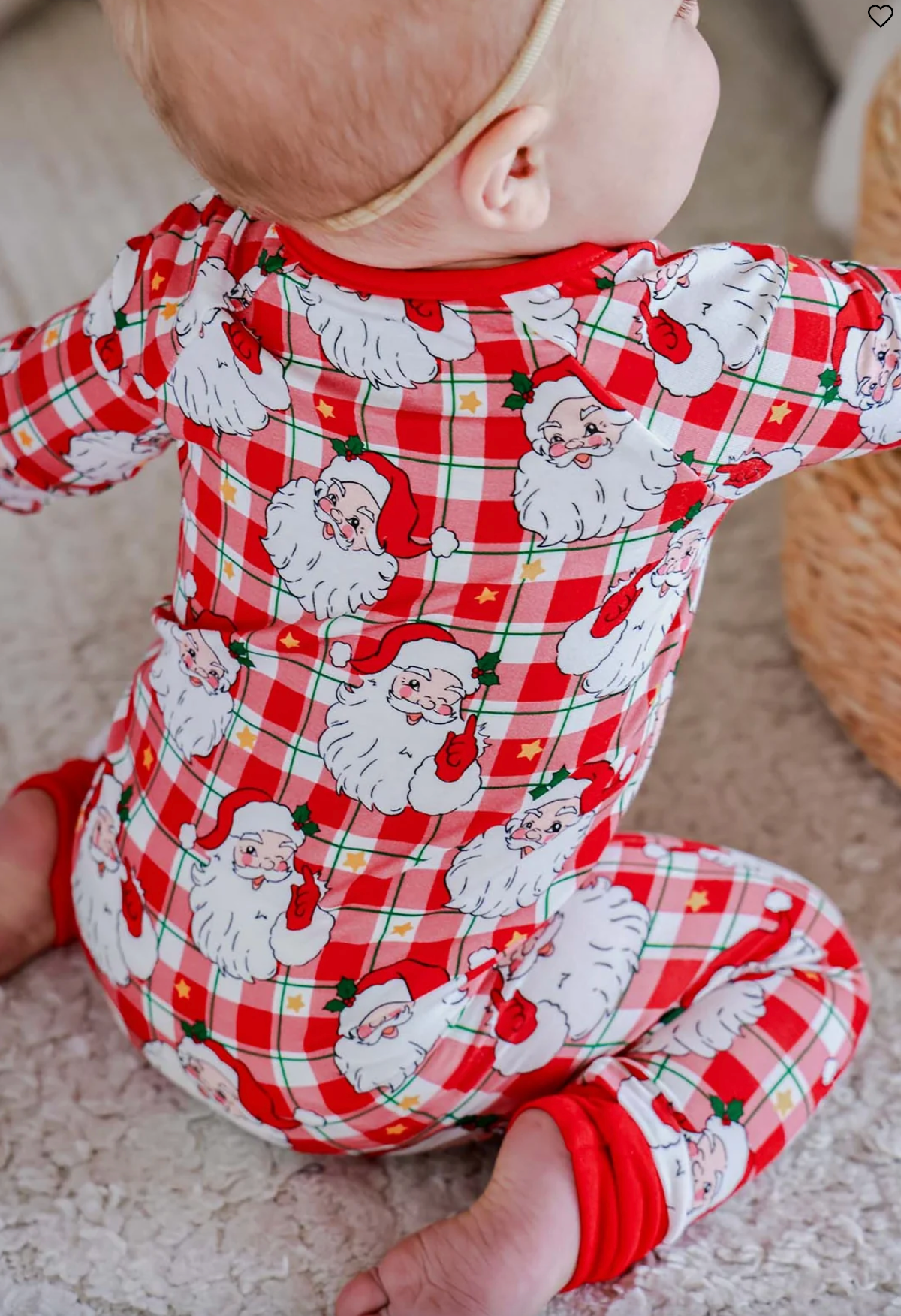 Caden Lane Christmas Bamboo Convertible Zipper Romper | Cozy Claus