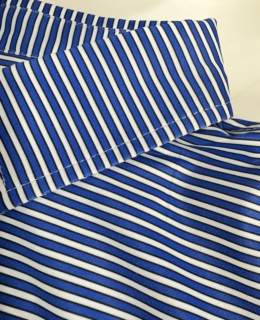 Meripex Blue/Micro Black/White Stripe Polo