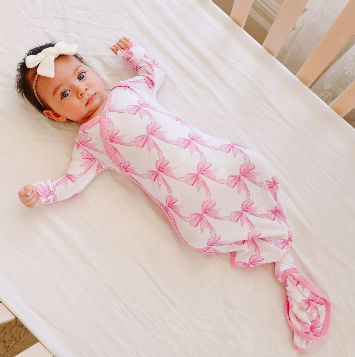 Copper Pearl Bow My Gosh Bamboo Newborn Knotted Gown