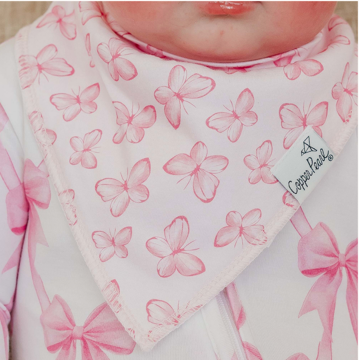 Copper Pearl Bow My Gosh Baby Bandana Bibs