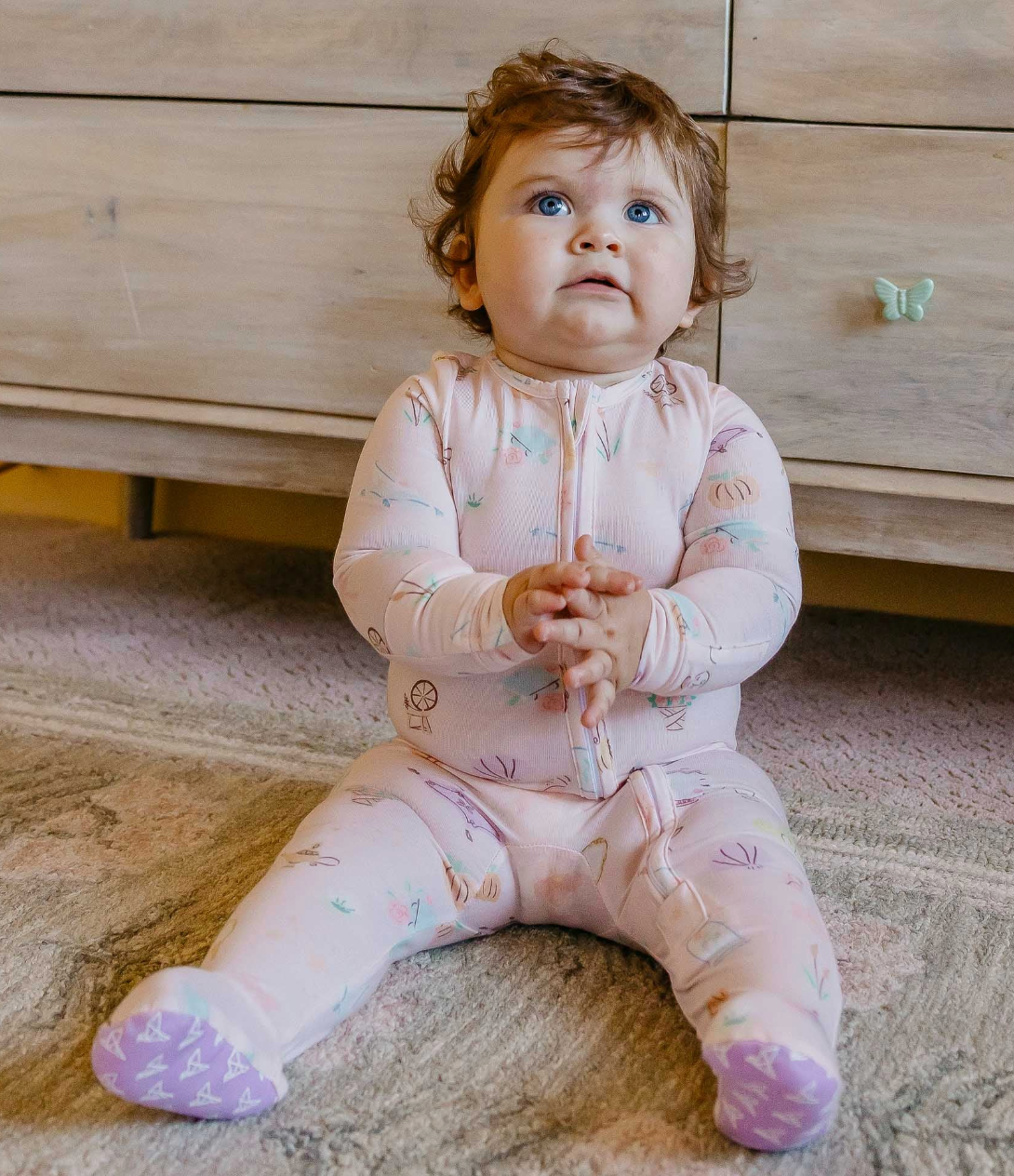 Copper Pearl Enchanted Friends Zip-Up Footie Pajama