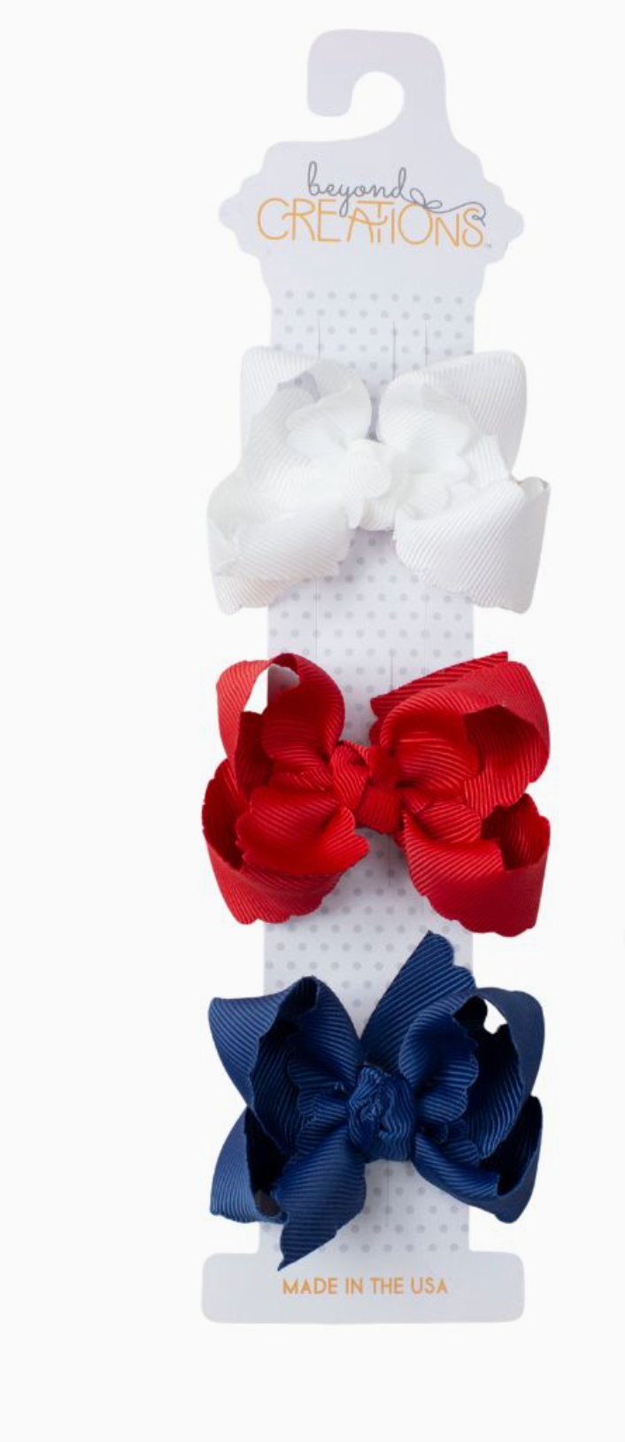 Beyond Creations 3 Pack - 3" Small Scalloped Edge Bow on Snap Clip