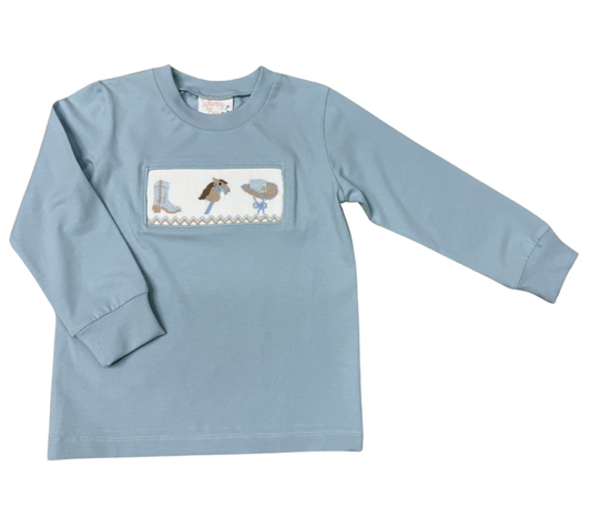 Whimsy Bay Kids Lil Cowboy Smocked LS Shirt