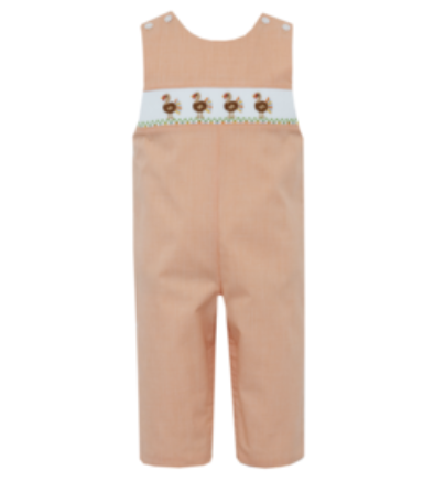 Petit Bebe Orange Turkey Boy's  Smocked Jon Jon