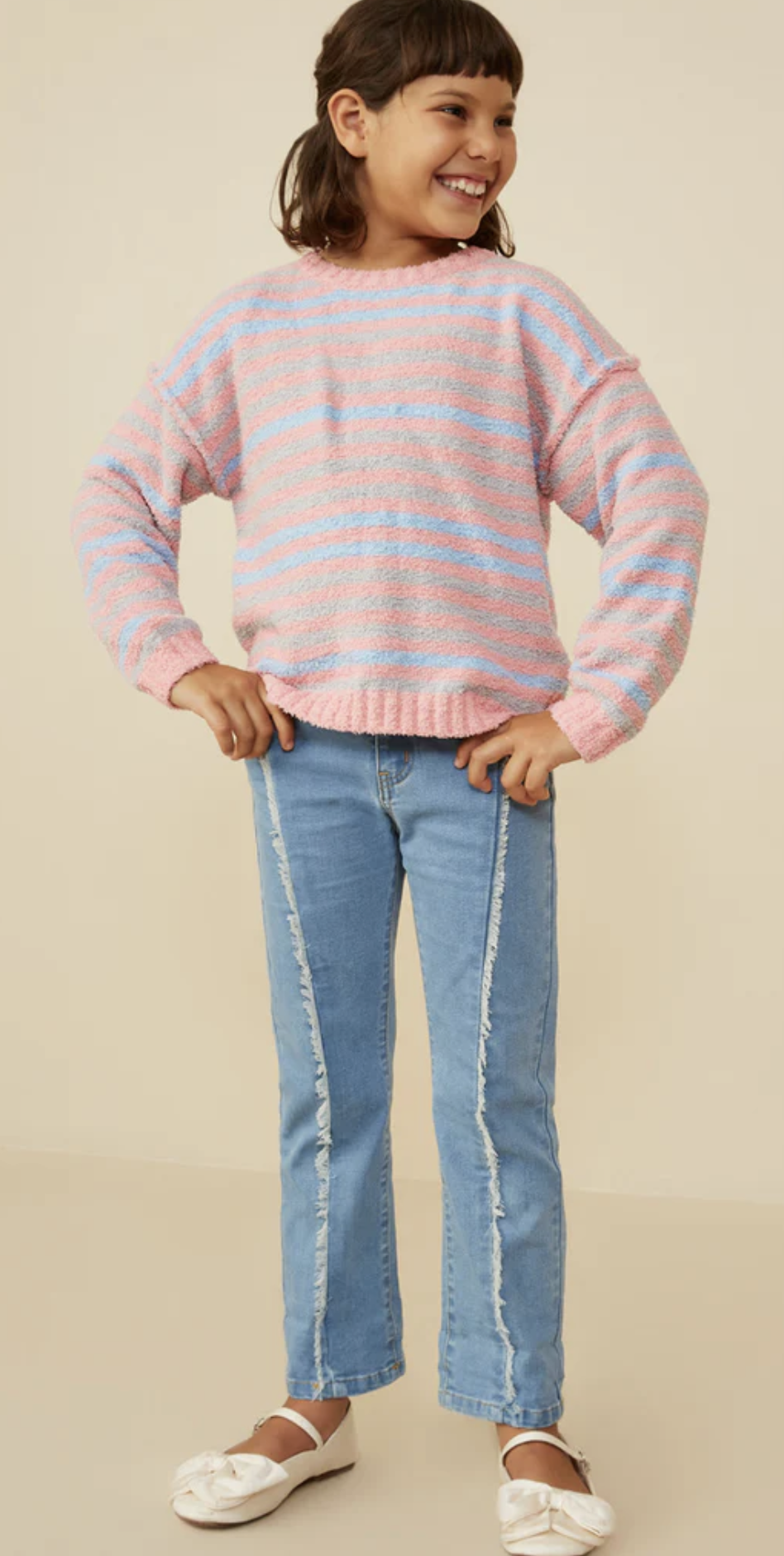Hayden Girls Ultra Soft Multi Striped Sweater