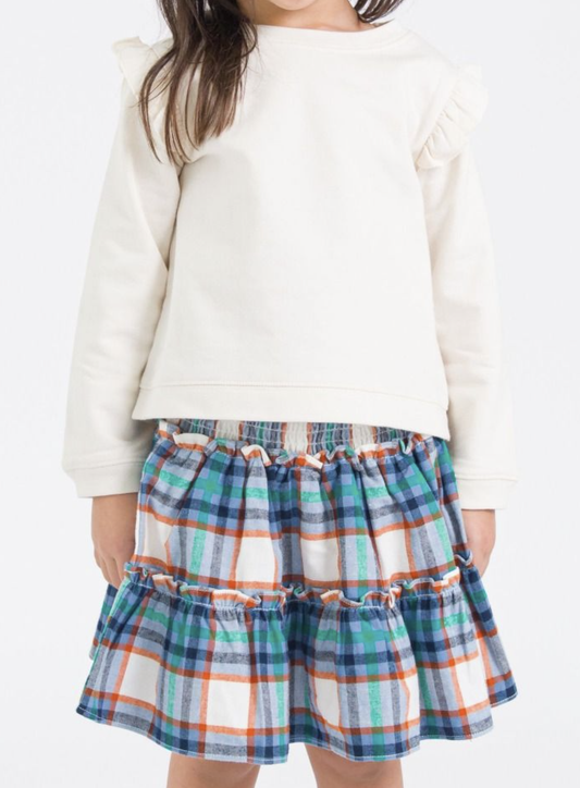 RuffleButts Peyton Plaid Smocked Twirl Skirt