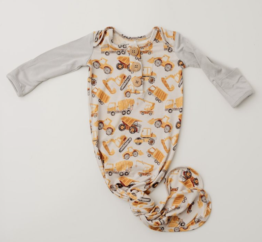 RR Little Loaders Knot Gown & Hat - NB