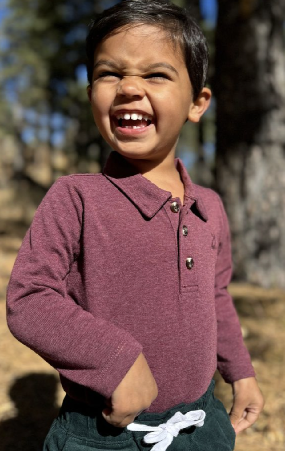 Me & Henry Burgundy Polo Onesie