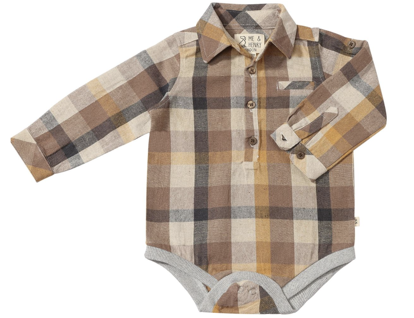 Me & Henry Brown Madras Onesie