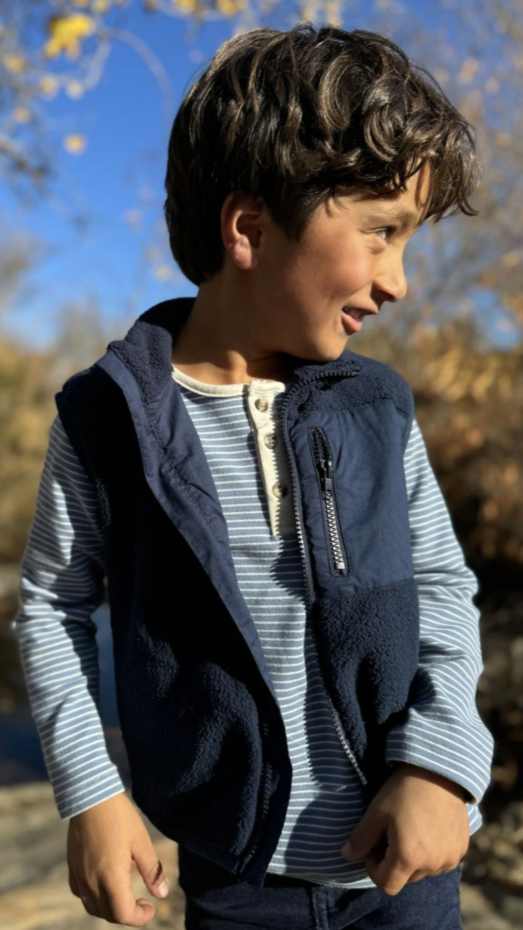 Me & Henry Gilt Sherpa Vest - Navy