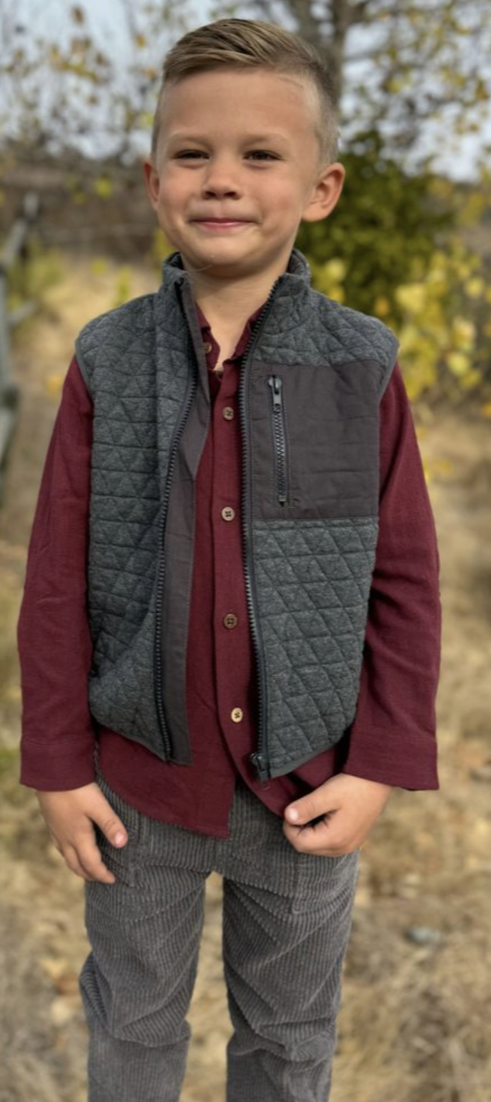 Me & Henry Hunter Vest Jacket - Charcoal