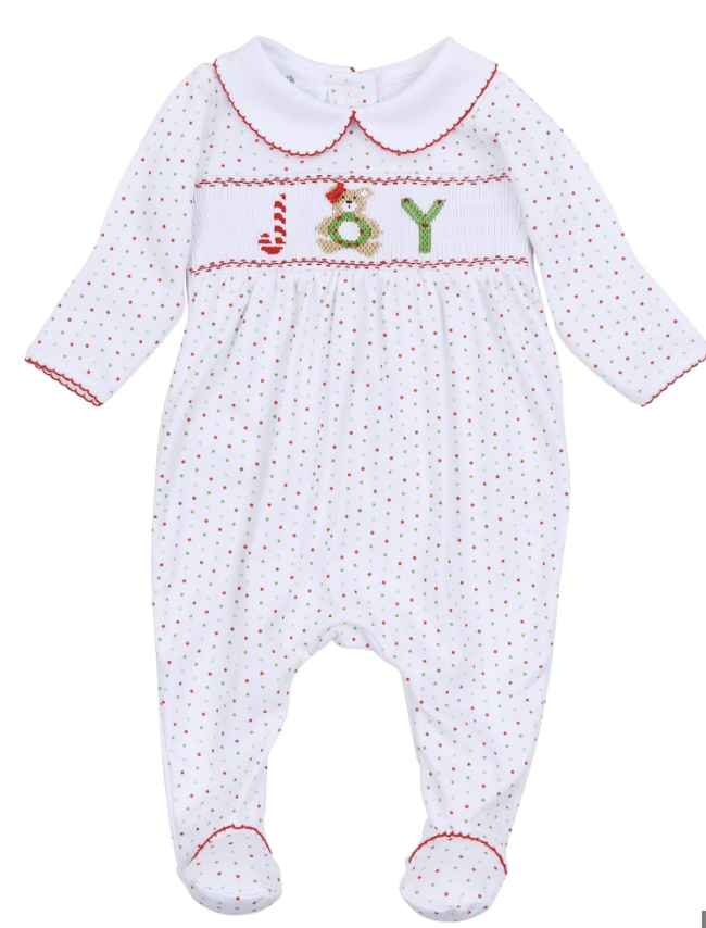 Magnolia Baby Christmas Joy Smocked Footie - Girl