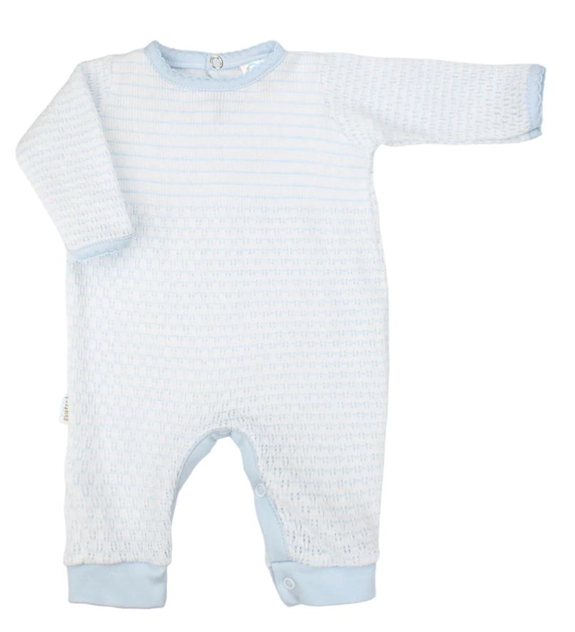 Paty Knit Romper w/Pima Binding Blue w/Blue Trim