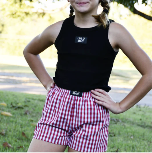 LULU MAC Red Gingham Youth Shorts