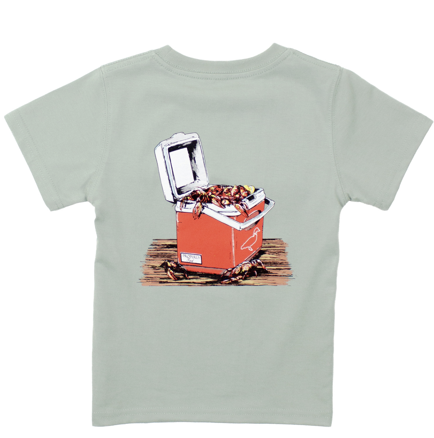 Properly Tied Crawfish Cooler SS Chrome Grey T shirt