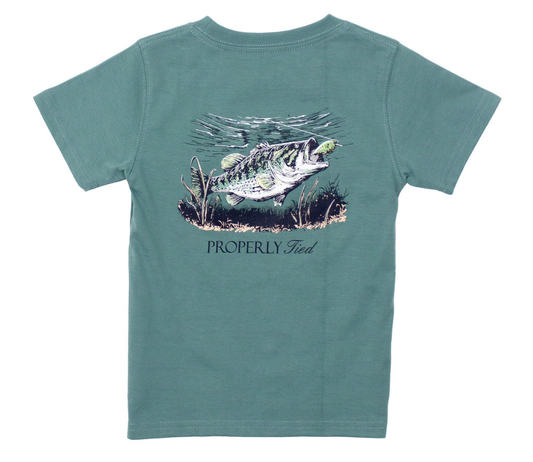 Properly Tied Boys Set the Hook SS T Shirt - Marine Green