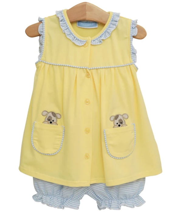 Trotter Street Kids Puppy Paws Ruffled Bloomer Set