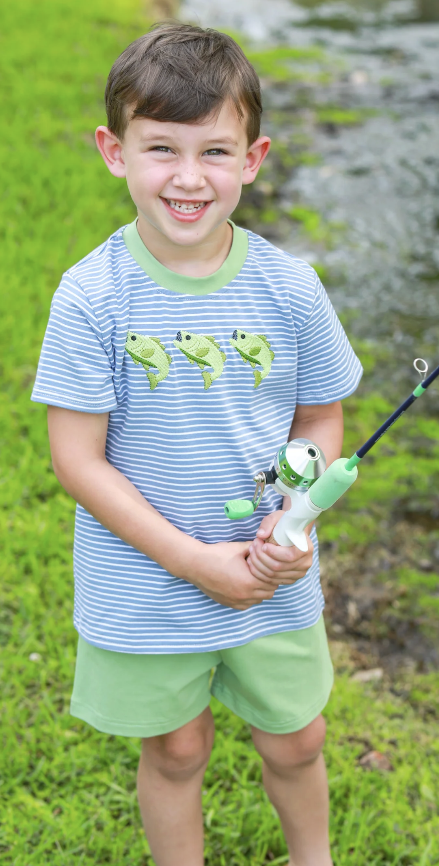 Trotter Street Kid Hooked on Fishing Short Set - Boys