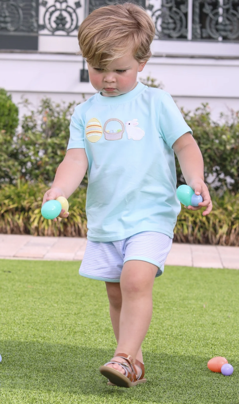Trotter Street Kids Bunnies & Baskets Short Set - Boys