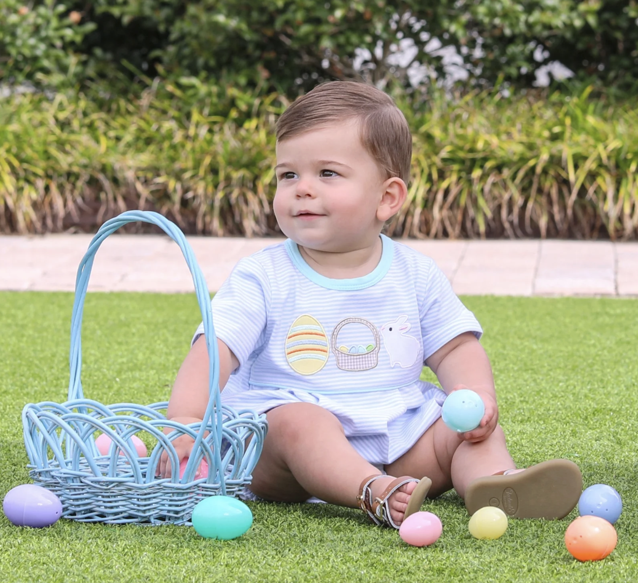 Trotter Street Kids Bunnies & Baskets Bubble - Blue