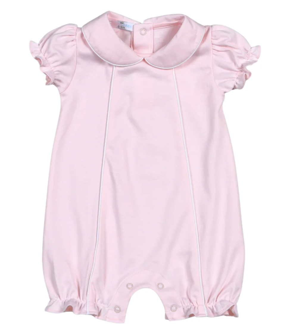 Baby Loren Pink Pima White Trim Bubble