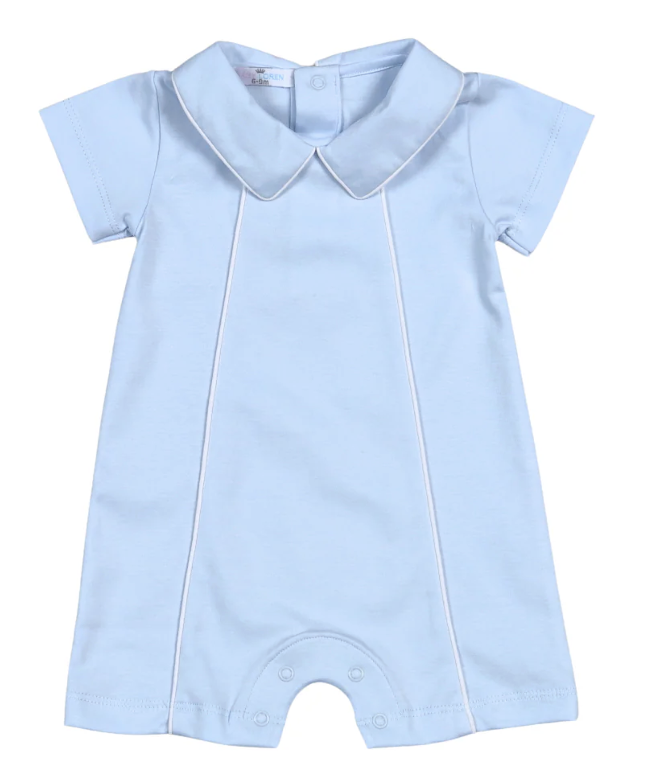 Baby Loren Blue Pima White Trim Playsuit