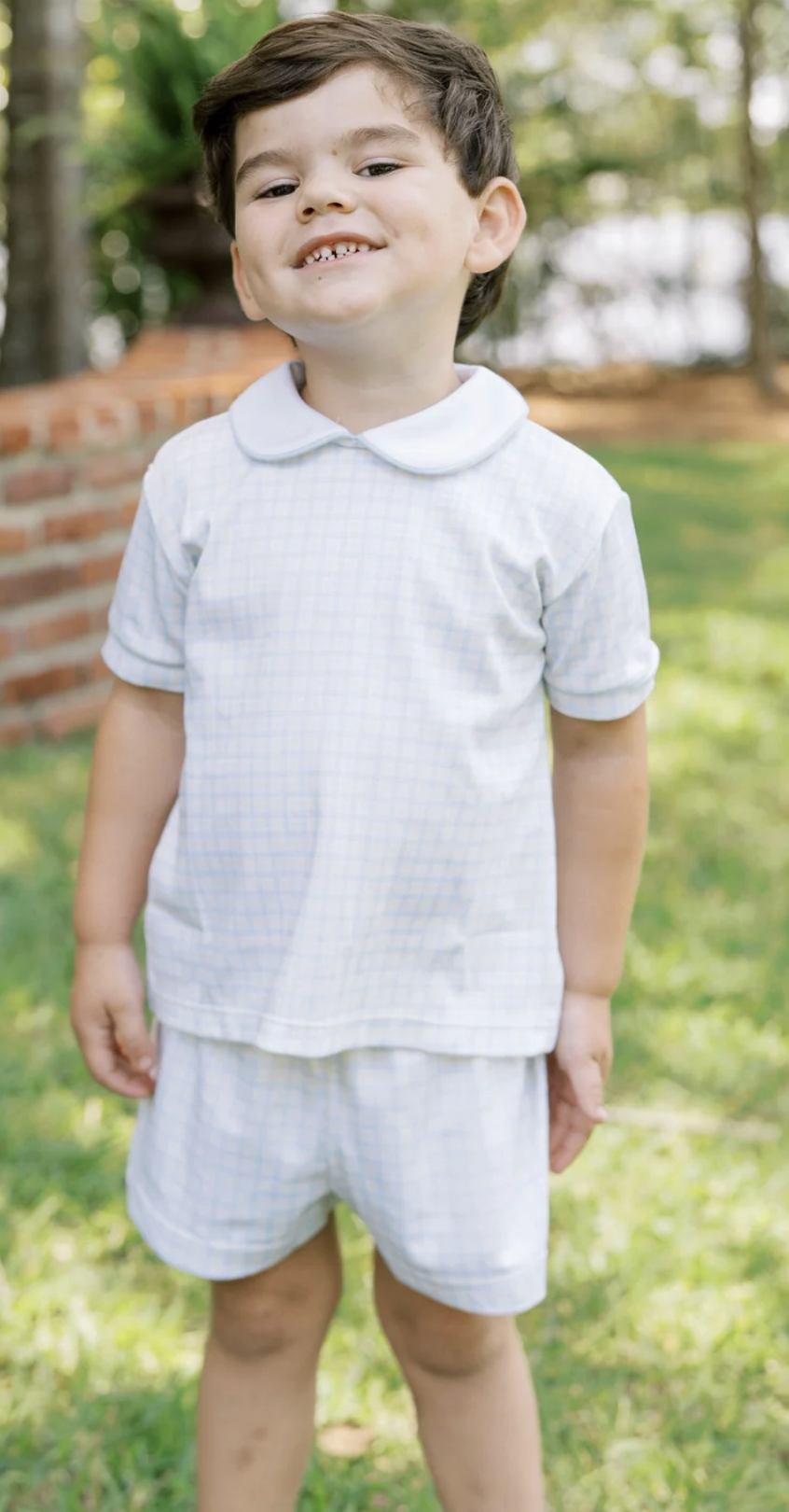 Lullaby Set Sibley Short Set Cornflower Check