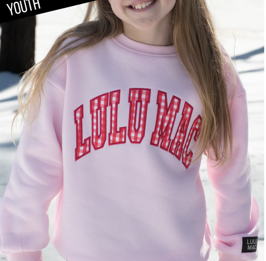 Lulu Mac Youth Pink/Red Gingham Sweatshirt