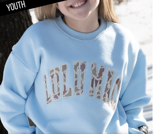 Lulu Mac Youth Lt Blue/Camo Sweatshirt