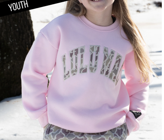 Lulu Mac Youth Lt Pink/Camo Sweatshirt