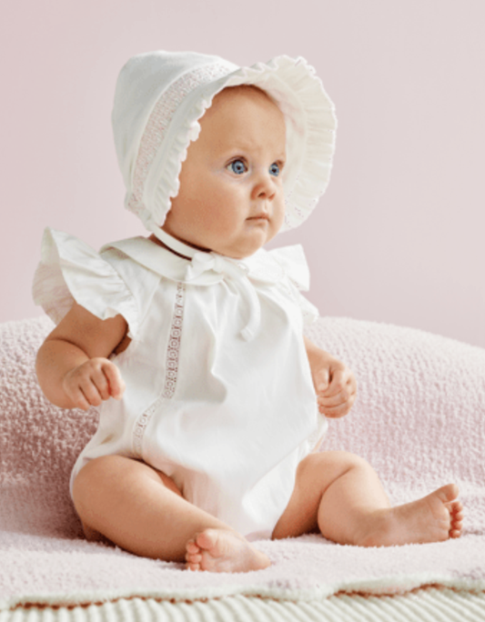 Mud Pie Ivory Smocked Bonnet