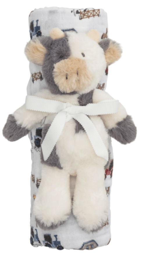 Mud Pie Farm Swaddle & Rattle Set