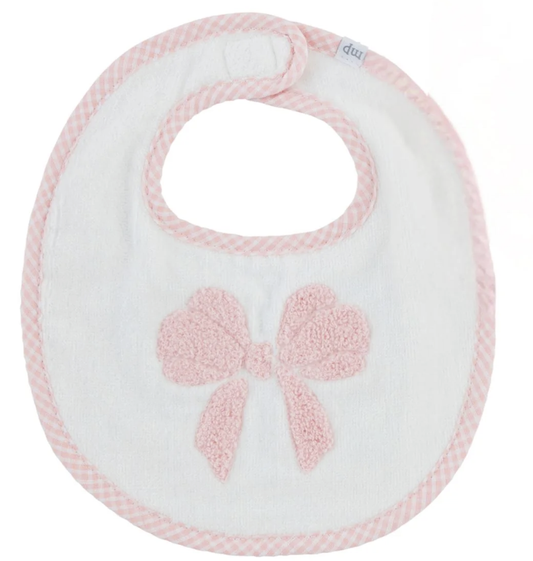 Mud Pie Pink Boucle Bow Bib