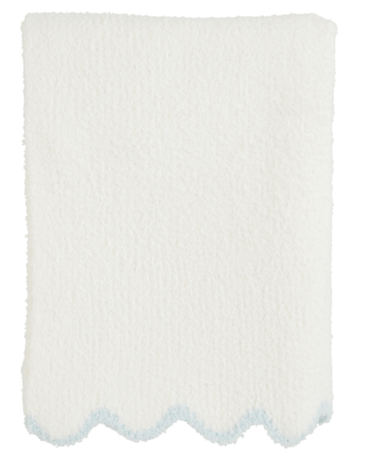 Mud Pie Blue Scallop Chenille Blanket