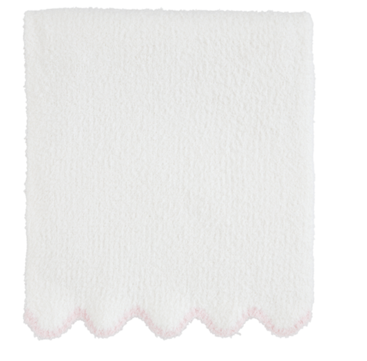 Mud Pie Pink Scallop Chenille Blanket