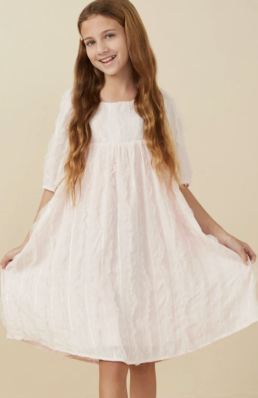Hayden Girl Ruffled Mesh Square Neck Dress