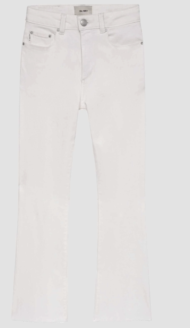 DL1961 Claire Boot Leg  in White Raw Edge