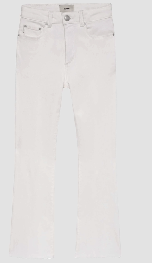 DL1961 Claire Boot Leg  in White Raw Edge