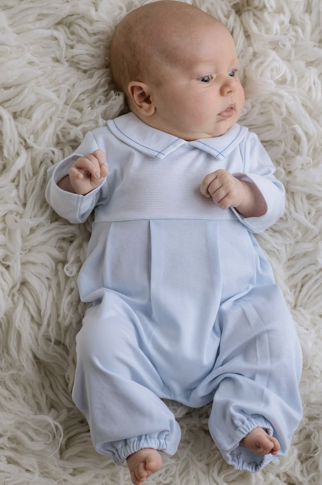 Cuclie Lt Blue Striped Long Romper