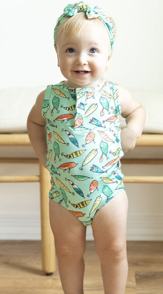 Southern Slumber Fishing Baits Henley Onesie