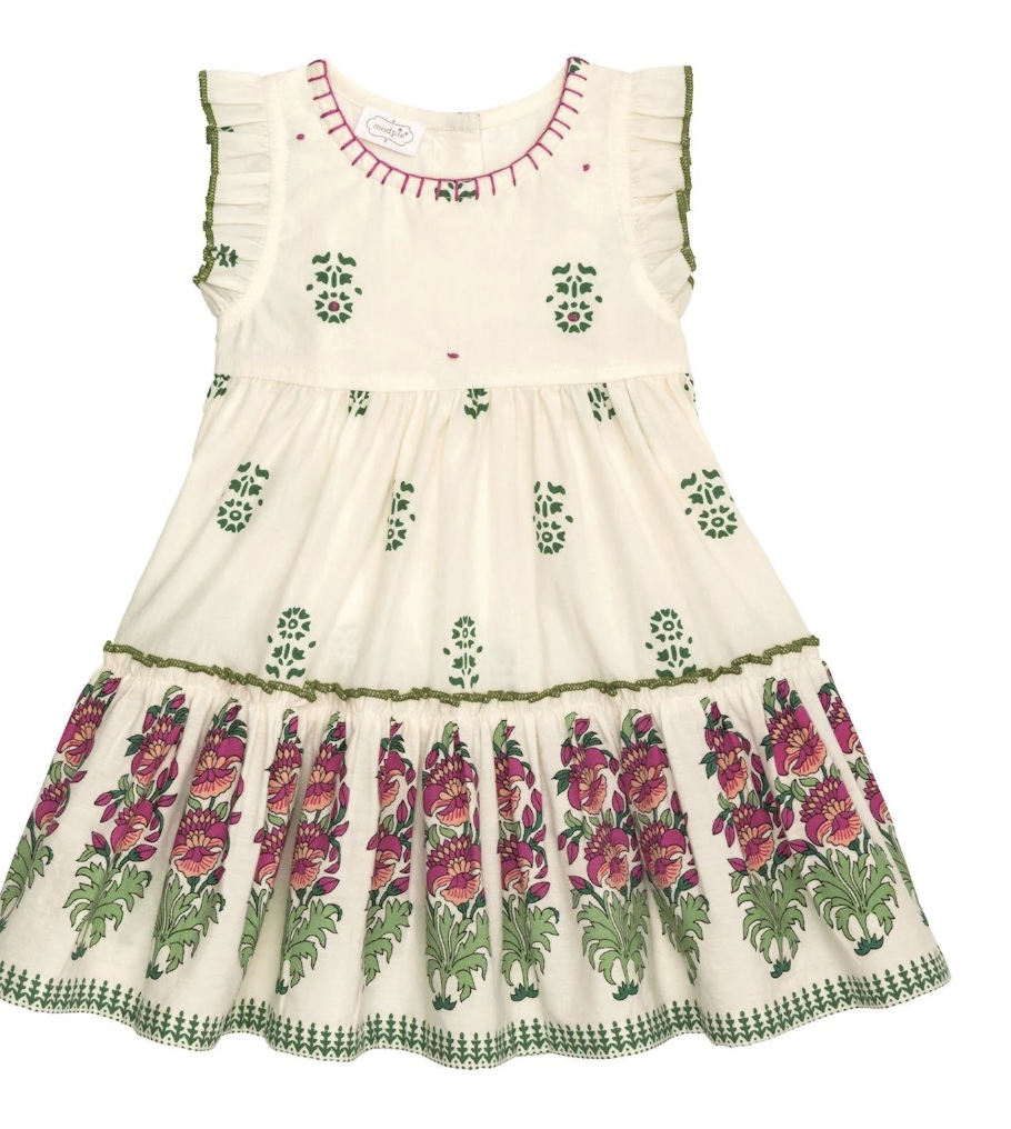 Mud Pie Ivory Block Print Dress