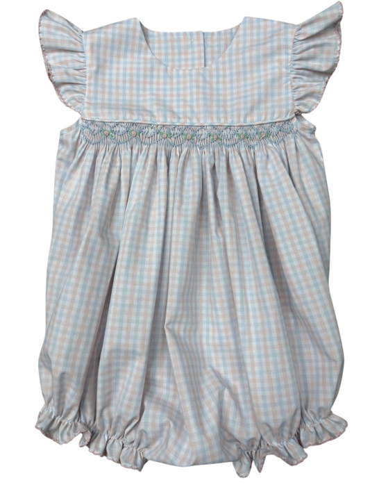 Whimsy Bay Classic Spring Plaid Smocked Bubble - Girls